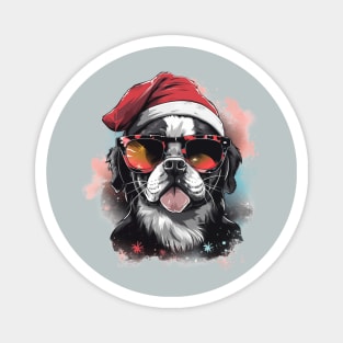 Magical Christmas French Bulldog in the snow: cute four-legged friend with festive hat Magnet